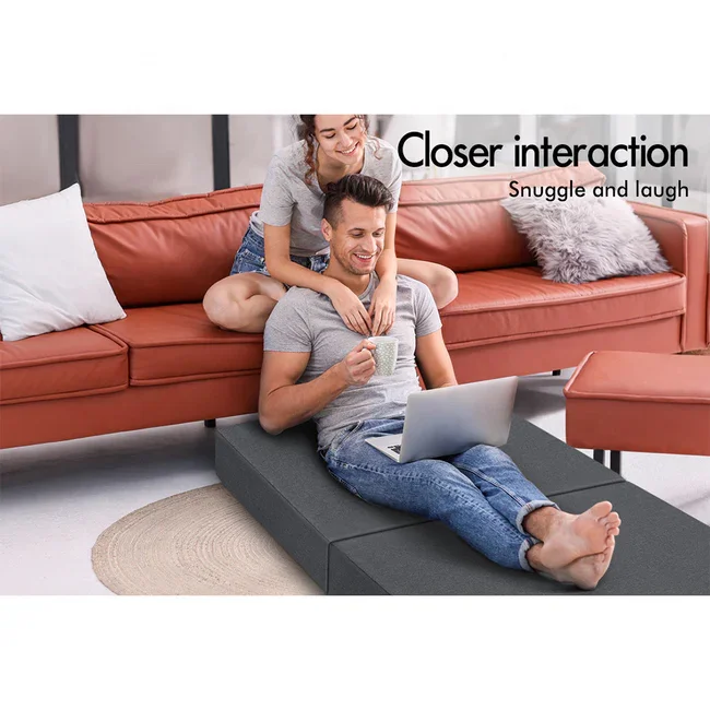 Tri-fold Fabric Sofa Lounge Chair Portable Kid Play Sponge Foam Mattress for Bedroom or Hospital Use