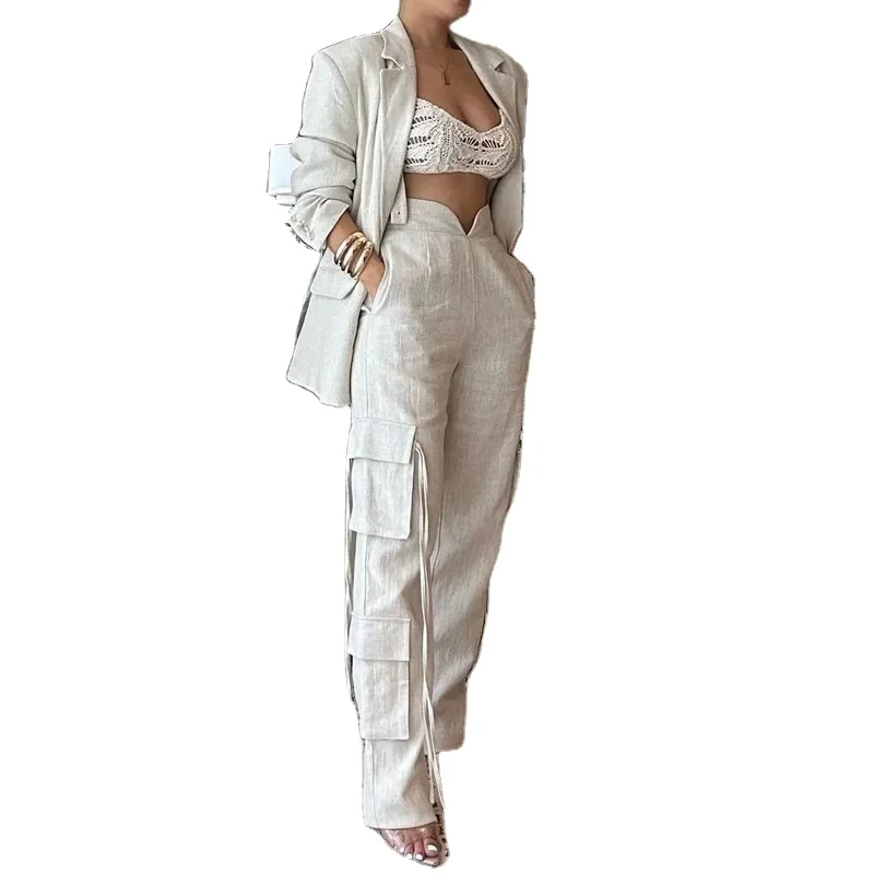 S-2XL  Summer casual top and pants set New street jacket Fashion Hot Girl Solid Color 2-piece Set
