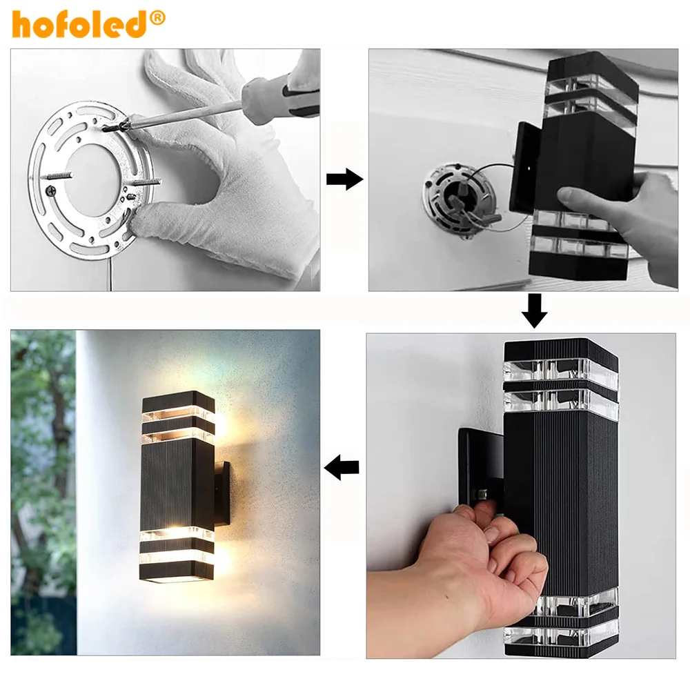 Home Outdoor Decor Waterproof Aluminum Yard Porch Wall Lamp E26 E27 Up Down Dual-Head LED Wall Light