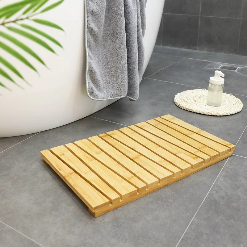 Натуральный Бамбуковый роскошный пол для душа и коврик ванной полый нескользящий ног