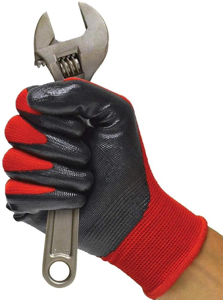 High Quality Red Color Latex Coated Machinist Working Gloves
