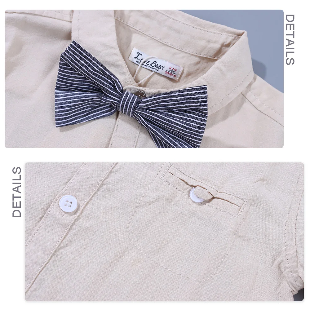 new arrival formal shirt bow tie turn down neck long sleeve solid color cotton custom school uniform for children