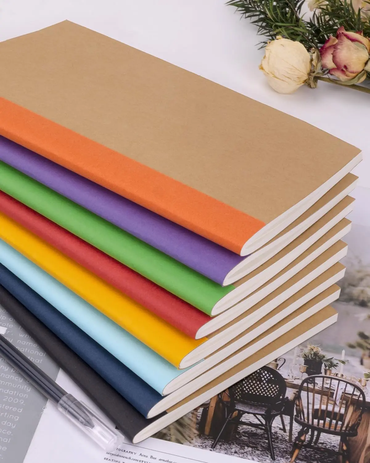 Wholesale Staple Bound Rainbow Spine Notebook 100 sheets Ruled Line A5 Composition Book For School Students Stationery Supplies