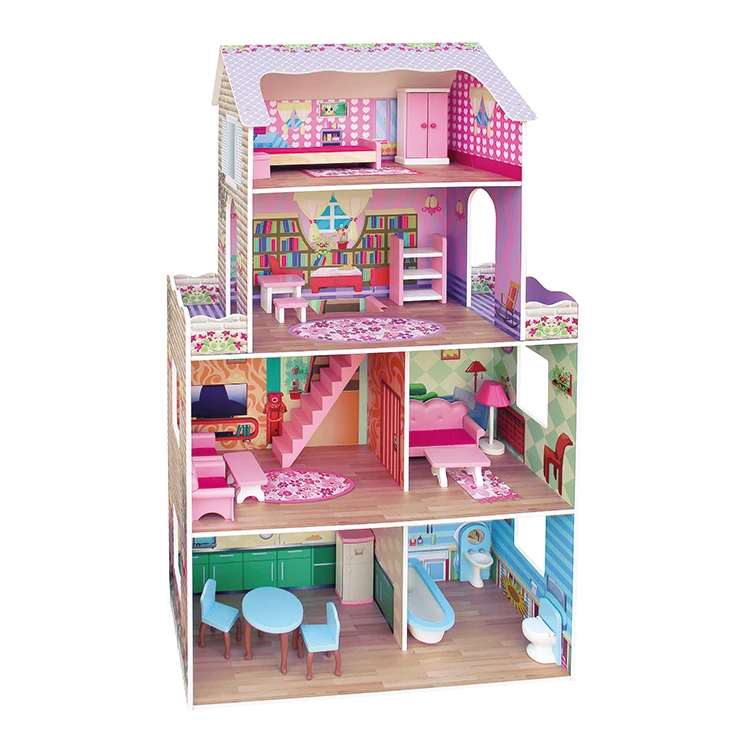 New wholesale Wooden inflatable Doll House lights kids play hut toy