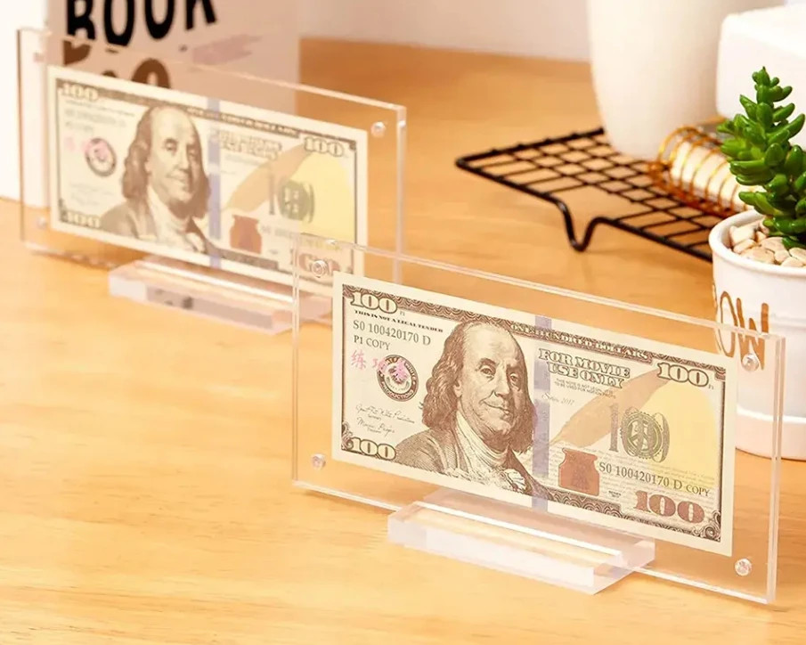 Акриловый дисплей держатель для долларовых банкнот бумажная рамка