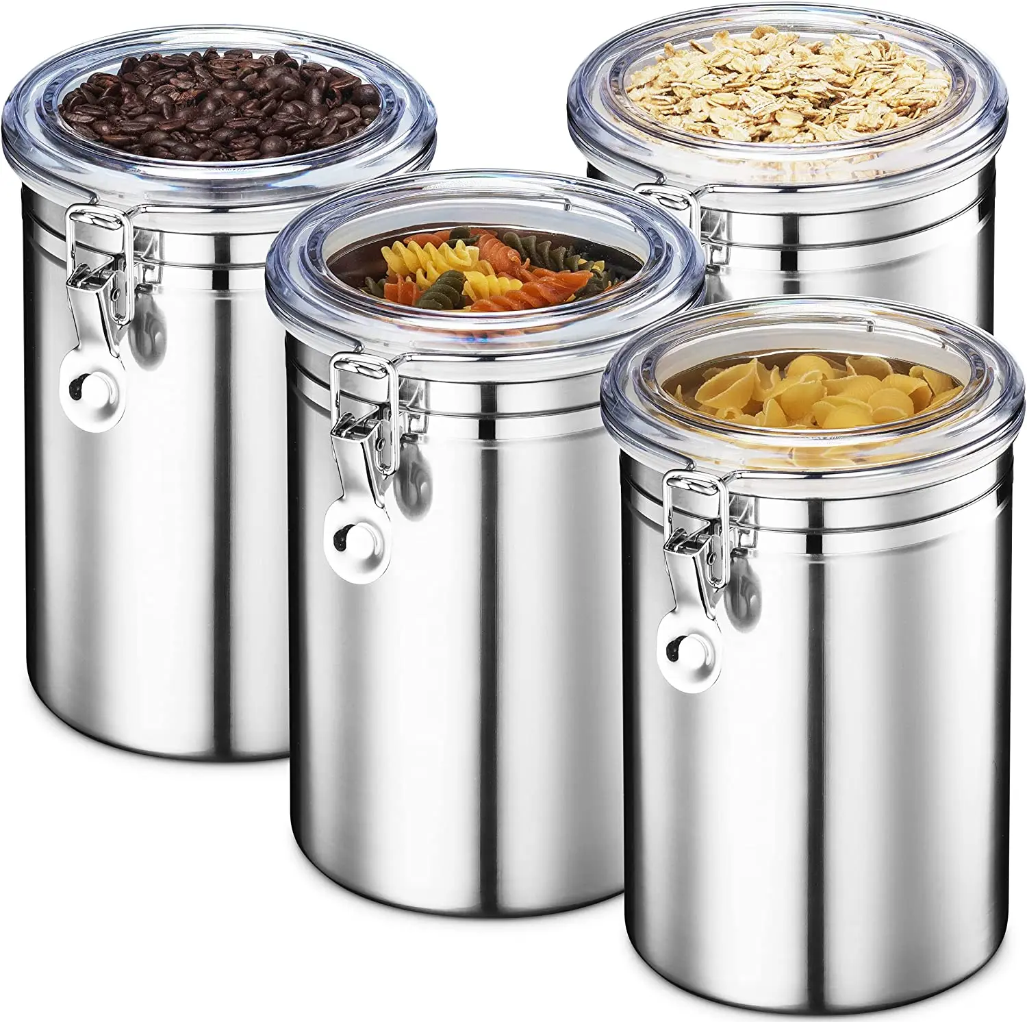 Dishwasher safe 5 Inch Stainless steel canister sets metal tea coffee sugar storage jars canisters