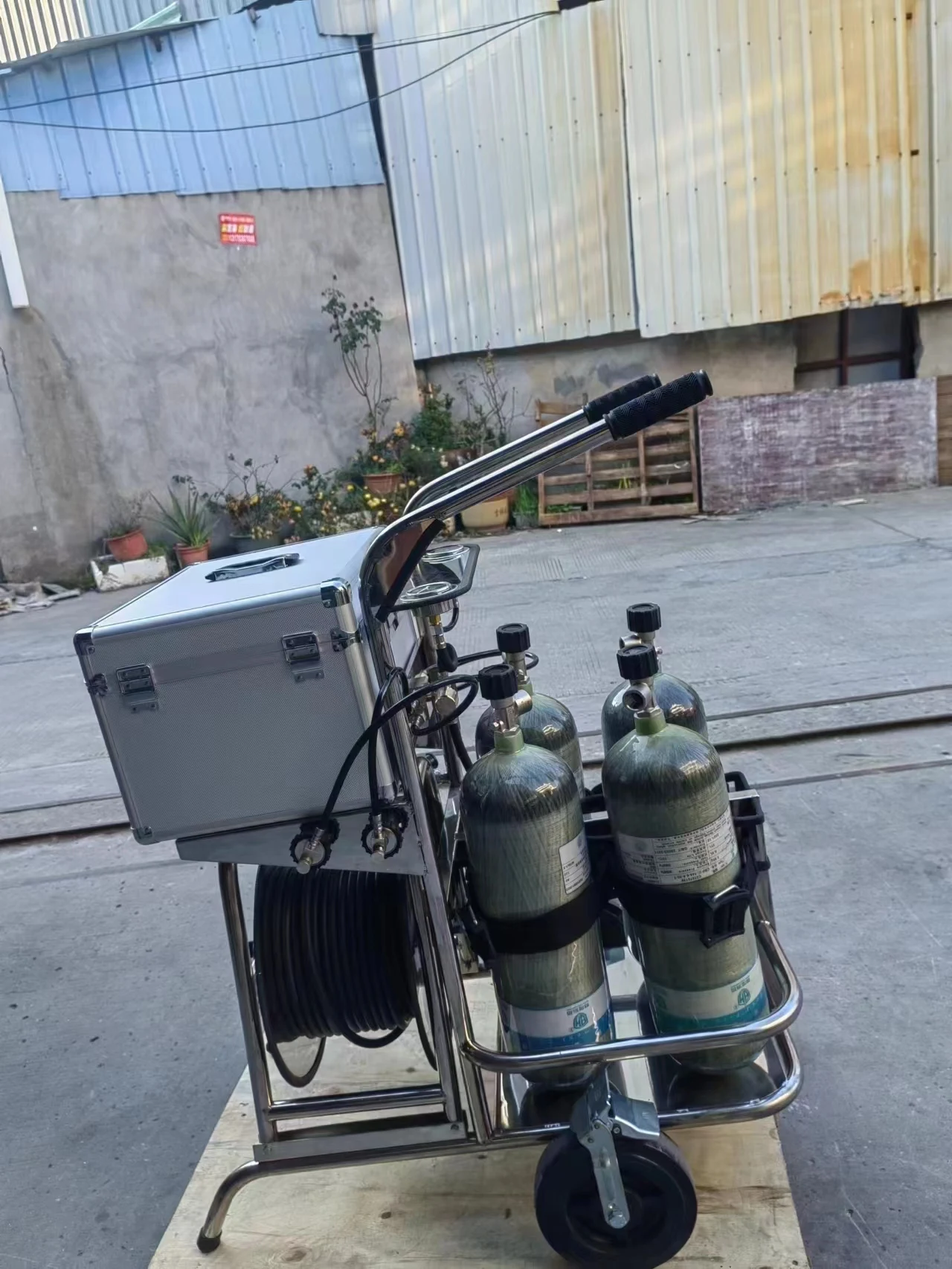 Hot Sale SCBA Emergency Rescue Long Tube Trolley Air Breathing Apparatus Cart For Fire Fighting Equipment