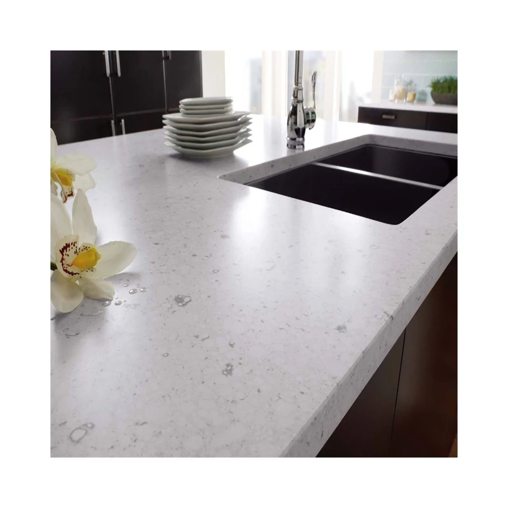 Home Kitchen Countertop Chinese Wholesale Artifical Stone Polished Surface Modern Black Veins White Quartz Slabs