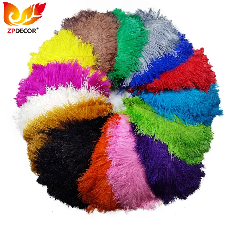 ZPDECOR Wholesale Cheap Size 30-35 cm Mix Colors Ostrich Feathers for DIY Design