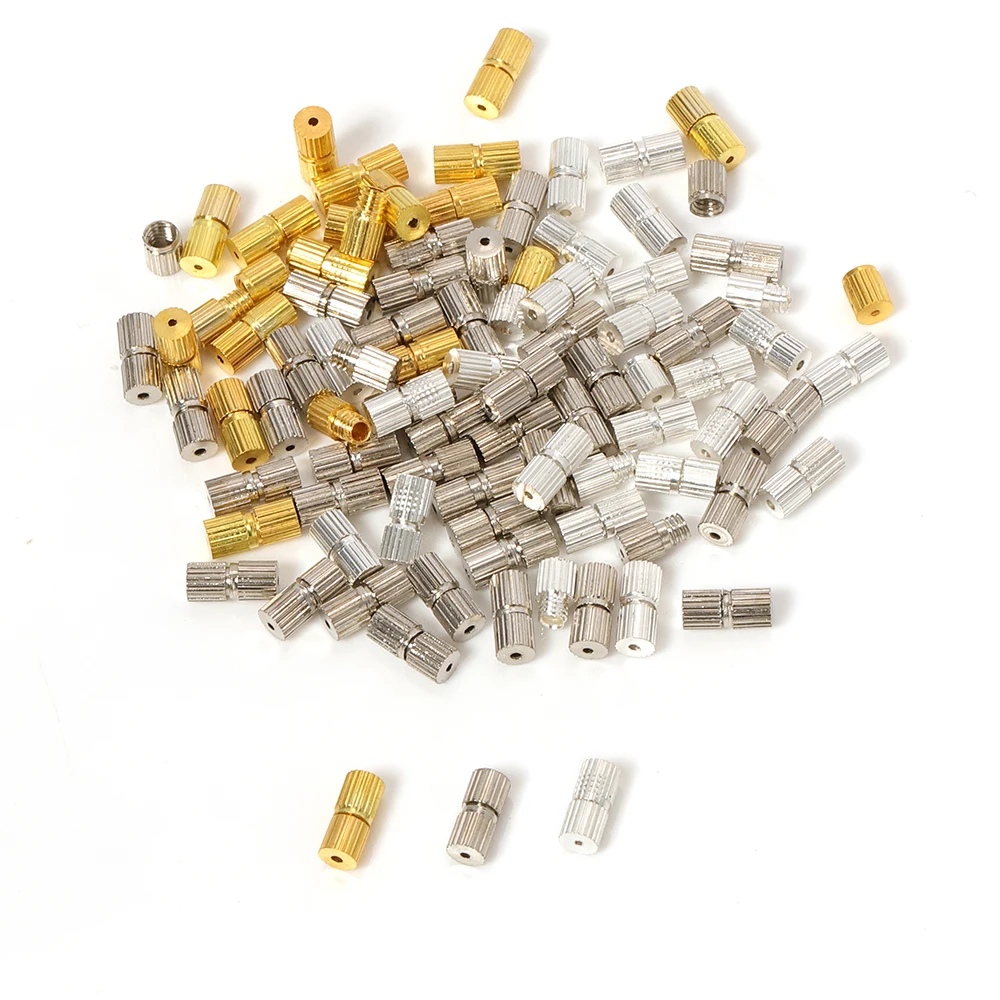 Queena Jewelry Buckle 1mm Cord Wire String Necklace Bracelet Screw Connectors Closure Findings For Diy Jewelry