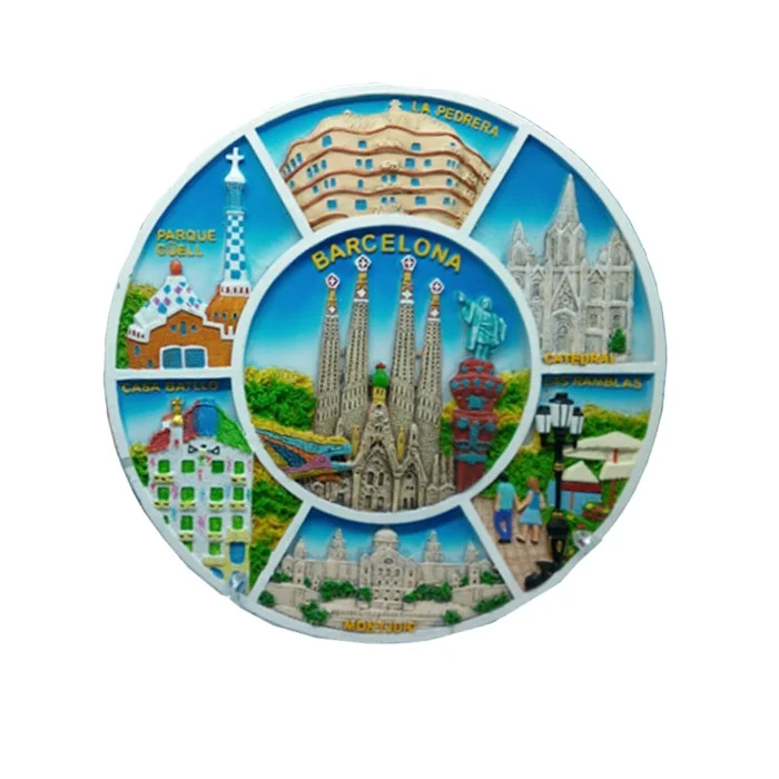 Home Decor Country Souvenir Resin Round Custom Decorative Plates for Tourist