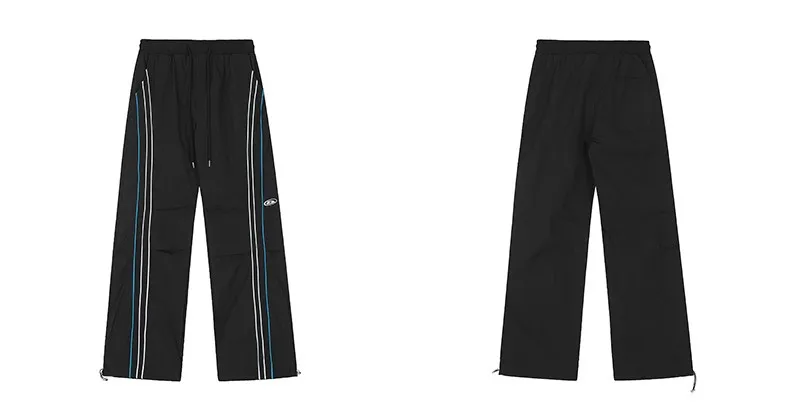 Oem Baggy Side Striped Nylon Pants Straight Stacked Sweats Pants Mens Casual Flared Track Pants Men