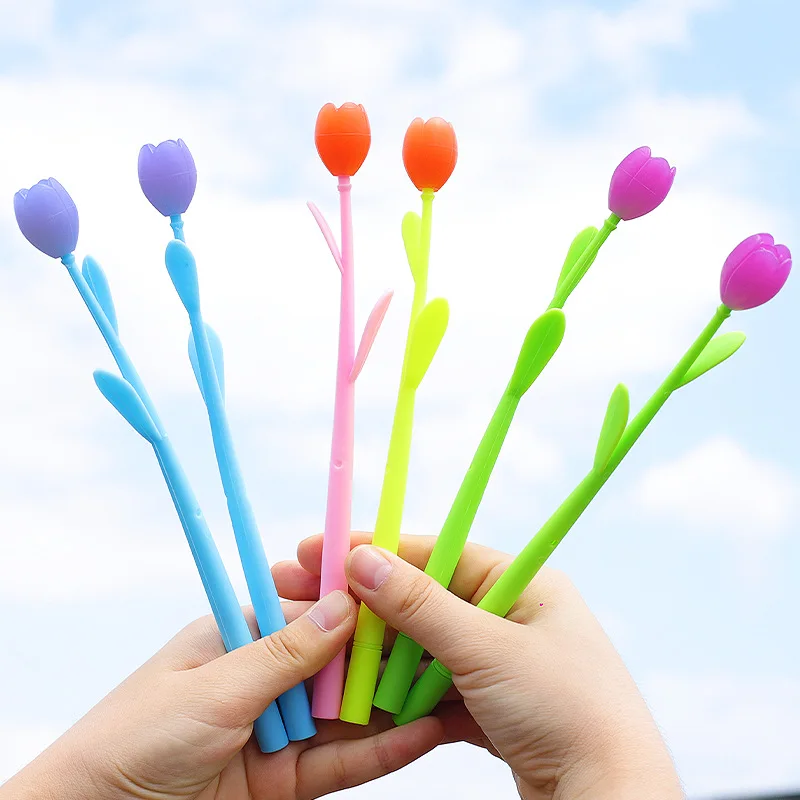 Wholesale Color Changing Soft Rubber Coated Finishing Tulip Pen Gel Inks Ballpoint Pen Promotional Personalized Logo
