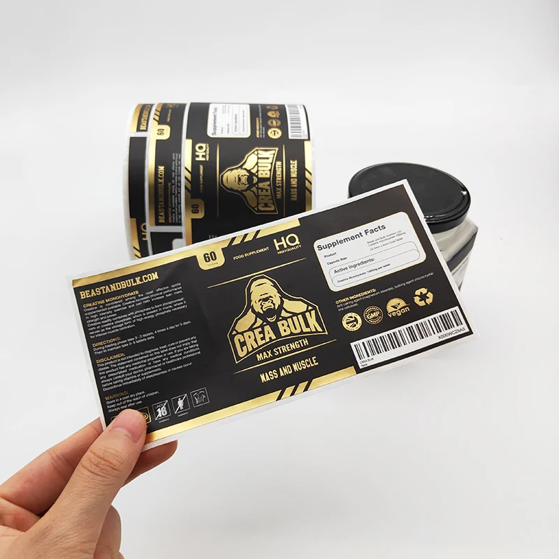 Custom Printed Waterproof Adhesive Sticker Label Plastic Vinyl Lid Bag for Sealing Beverage Packing for Food and Jar Bottles