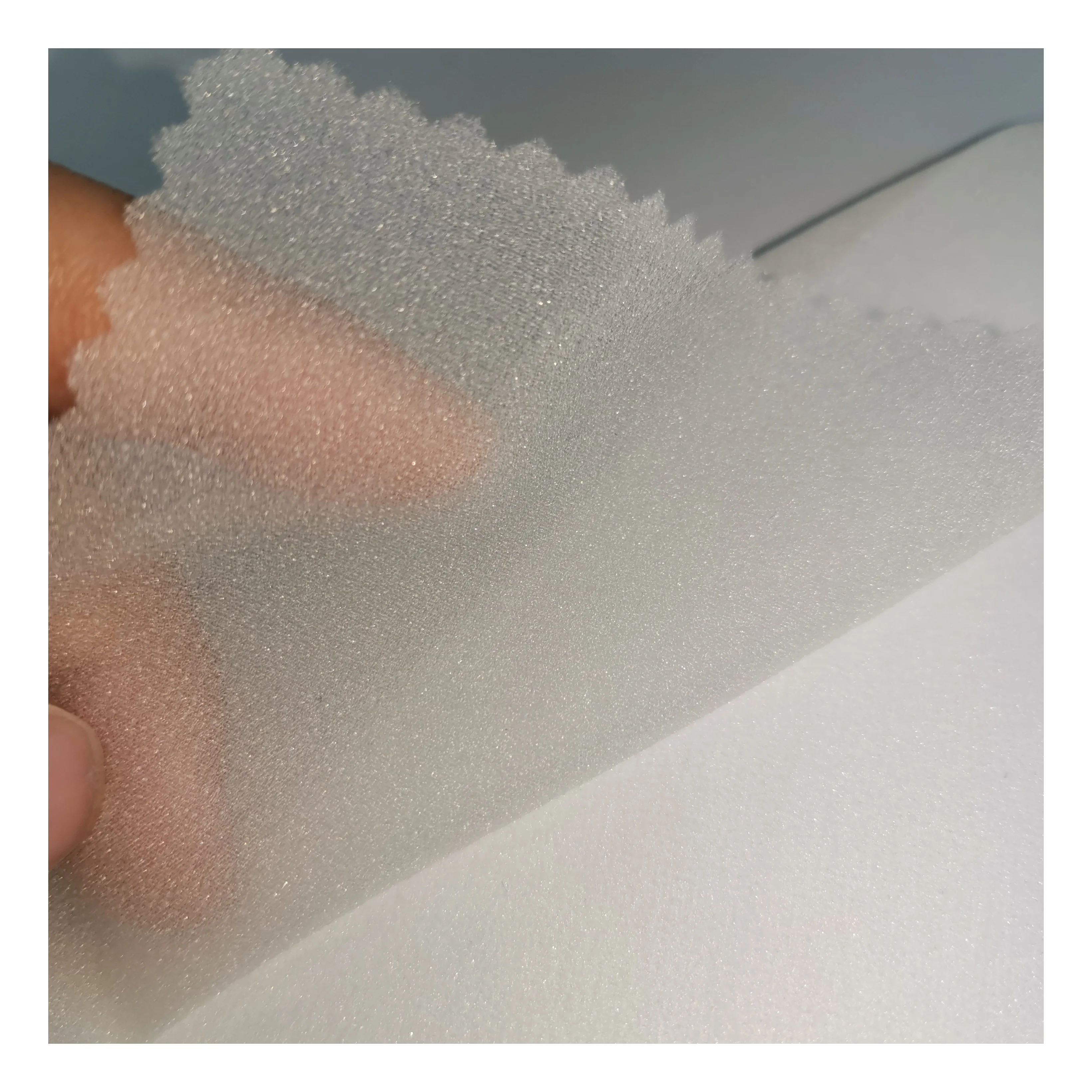 PA Double Dot 100% Polyester Soft Ligjt Thin Elegant Transparent Fusible Woven Interlining For Female Thin Chiffon Fabric