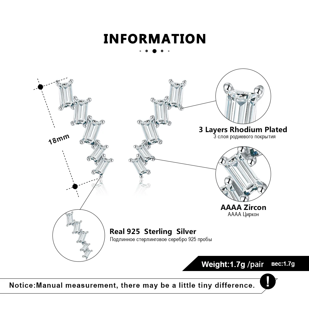 RINNTIN SE310 latest design 925 Sterling Silver Ear Cuff Crawler for Women Teen Girls Fashion Stud Ear Climber Jackets