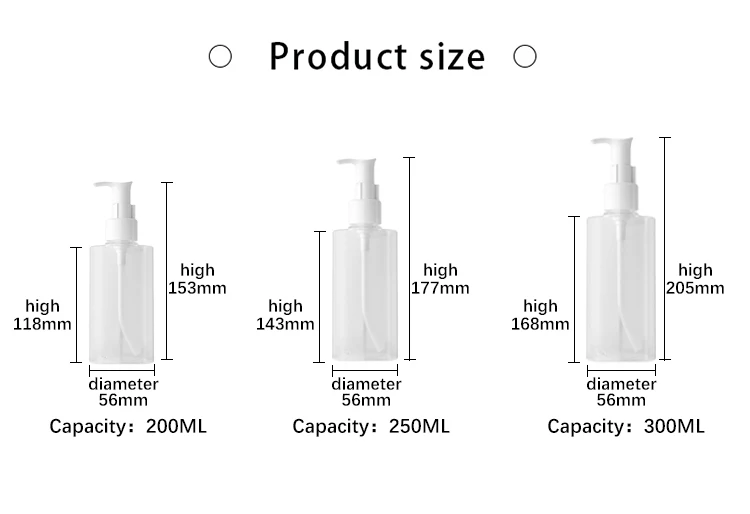 200ml 250ml 300ml 7oz 8oz 10oz PET Shoulder Length Cream Containers 250ml Conditioner Packaging Lotion Shampoo Plastic Bottles