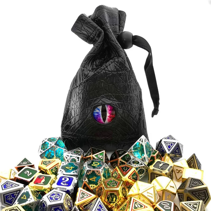 Dragon Eye Dice Bag Drawstring Bag PU Leather DND Dice Pouch Dice Holder Storage Bag for RPG,MTG,DND Games
