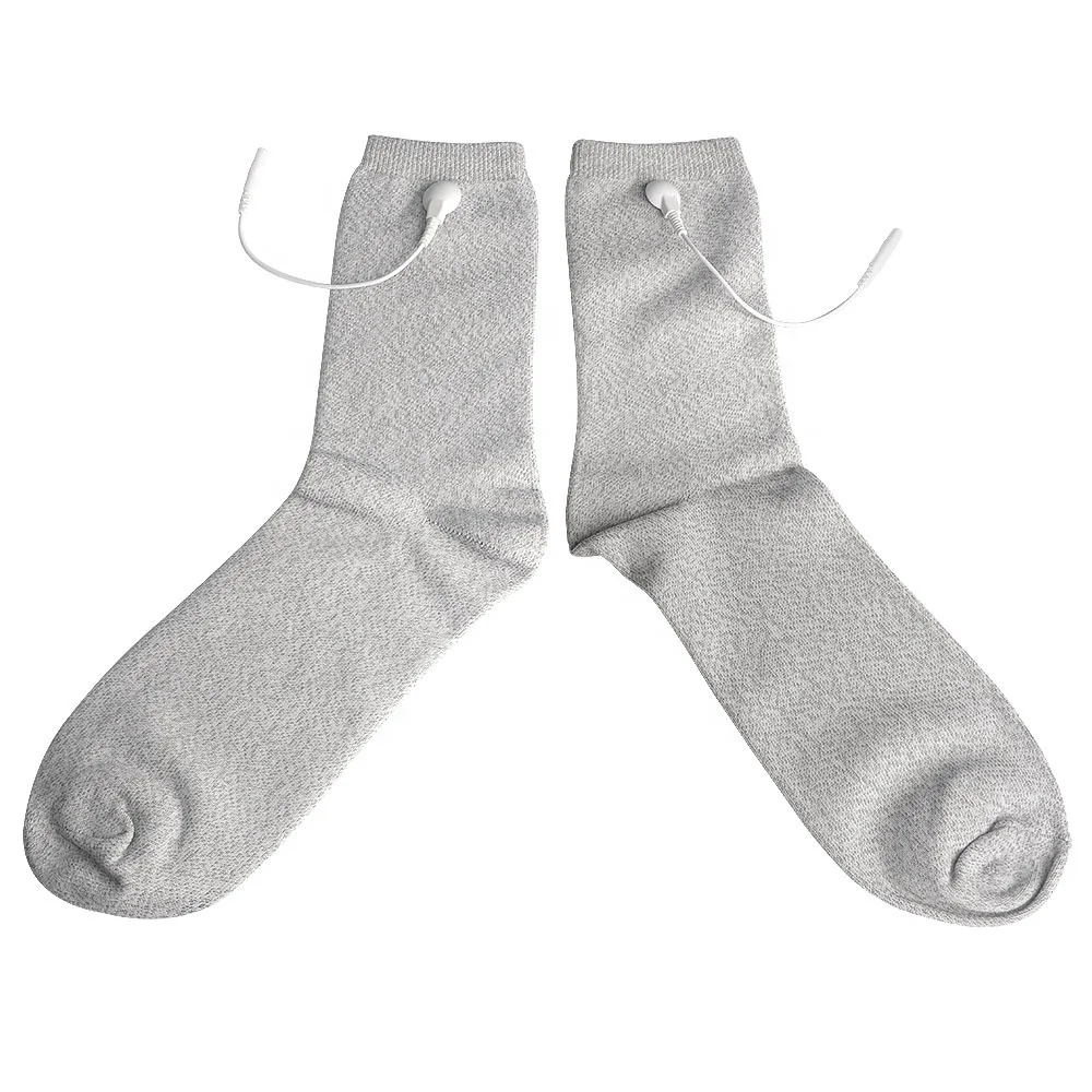 KM407 Hot sell washable TENS silvery fiber socks reusable conductive fabric electrodes relieve food pain electric stimulator