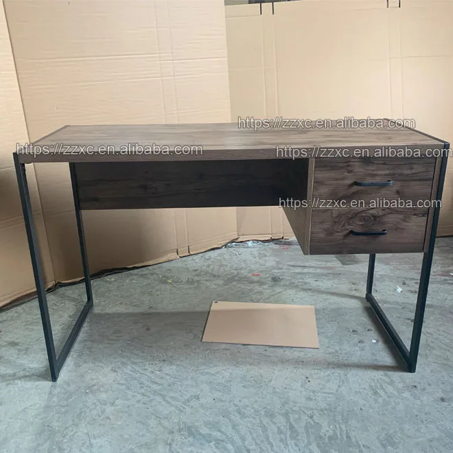 Cheap Two Drawer Wood and Metal Study Computer Desk Table