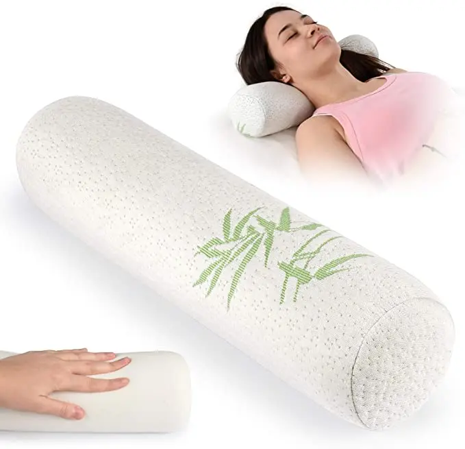 Wholesale Bolster Pillows Bamboo Cervical Neck Roll Memory Foam Pillow Round Neck Pillows Support for Sleeping
