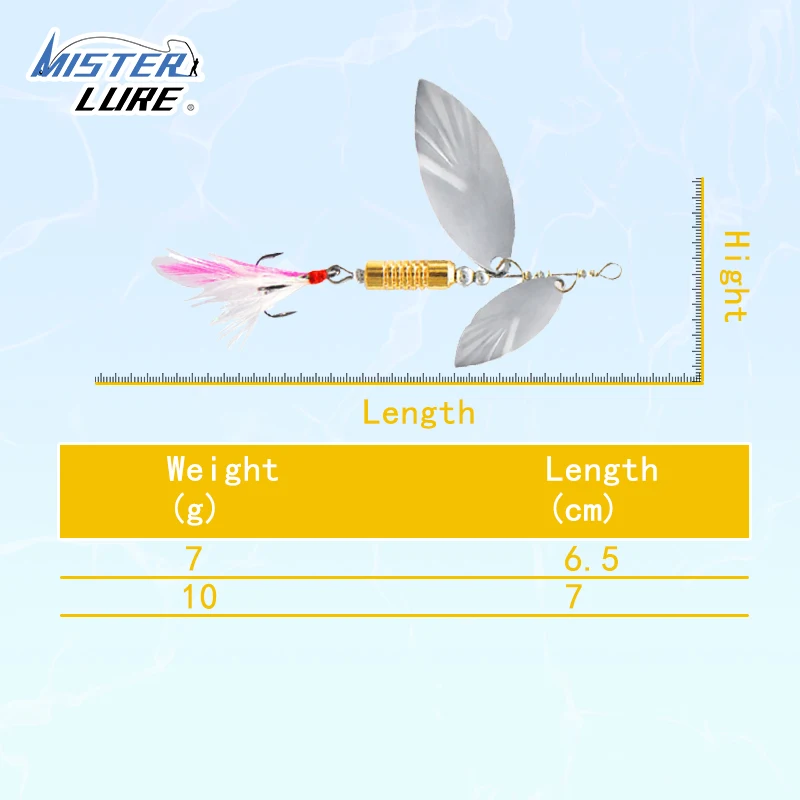 MISTER LURE  high quality artificial lure metal 7g10g spinner fishing reflective blade freshwater fishing lure