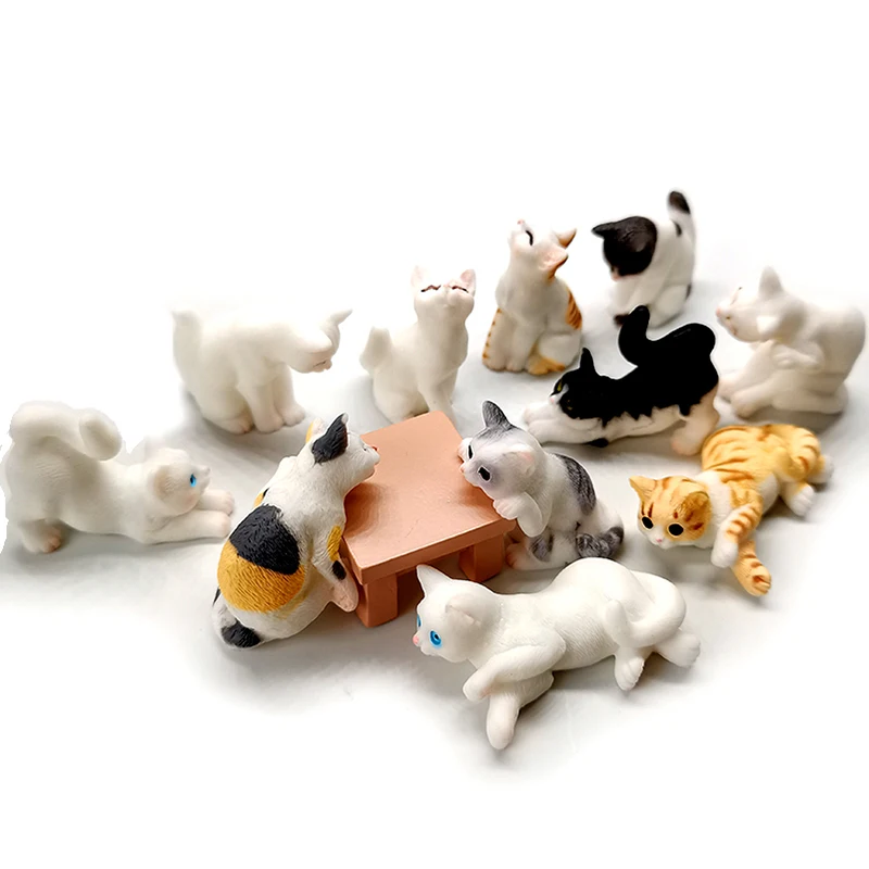 Miniature Cat Resin Craft Mini Animal Home Statue Kawaii Ornament Moss Decorative Terrarium Figurines Lawn Potted Decor