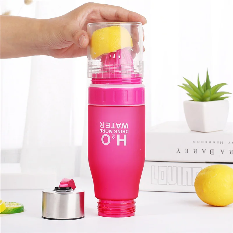 Colorful H2O 650ML Plastic Lemon Juice Fruit Infuser Water Bottle