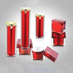 15ml 30ml 40ml 50ml Black Acrylic Square Cosmetic Lotion Pump Bottle and Cream Jar for Skin Care