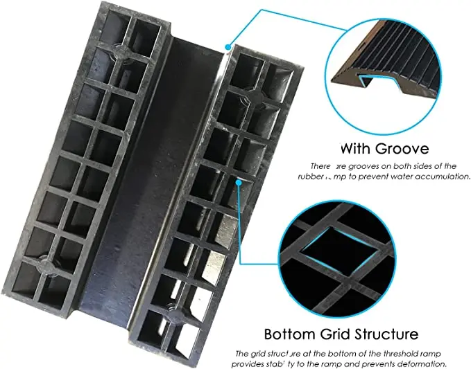 Rubber Ramp Portable Wheelchair Uphill Pad Heavy Duty Door Threshold for Bridge Road Along The Slope Threshold Slope Step Road