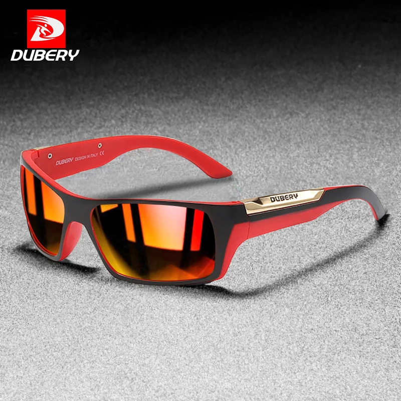 DUBERY Square Polarized Sunglasses Men Fashion Sport Style Sun Glasses Male Super Light Eyeglasses Frame Goggles UV400 Lens D186