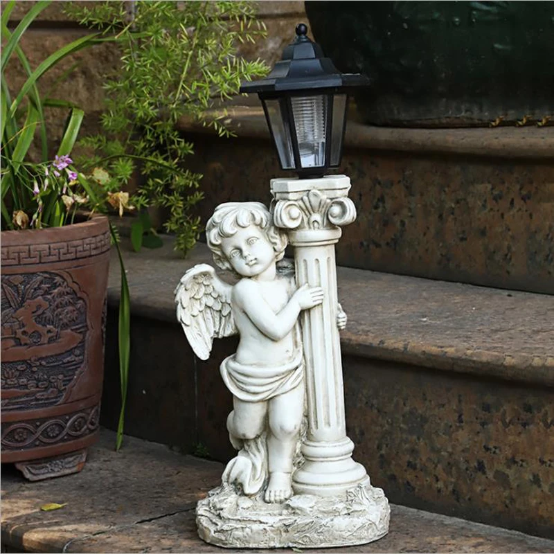 
Factory direct supply resin antique Angel Garden ornaments indoor and outdoor solar garden landscape decoration crafts 