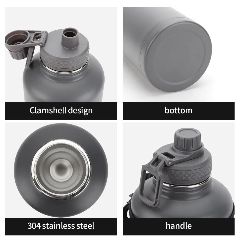 Customized 64oz 304 Stainless Steel Thermos Vacuum Flask Jugs Water Bottle with Portable Handle and Carry Bag