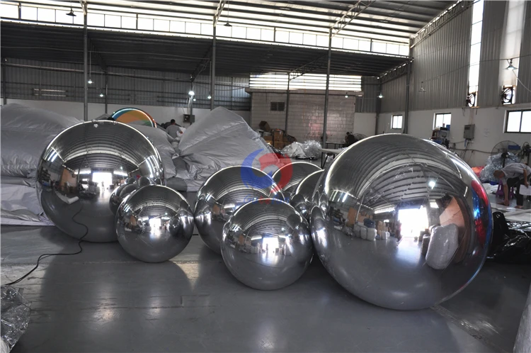 highly reflective supersized hot sale PVC inflatable metallic sealed gold/silver mirror ball sphere for X mas decoration