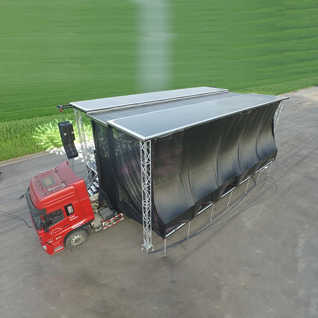HUAYUAN S455 mobile stage roadshow hydraulic sound stage trailer for outdoor event concert