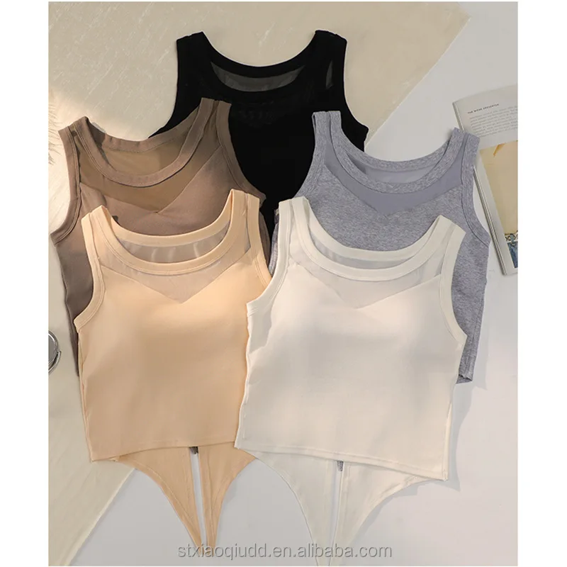 Spring and summer new dovetail breast pad ladies vest lace Beauty Back seamless chest wrap cotton Fixed Cup tube top bra