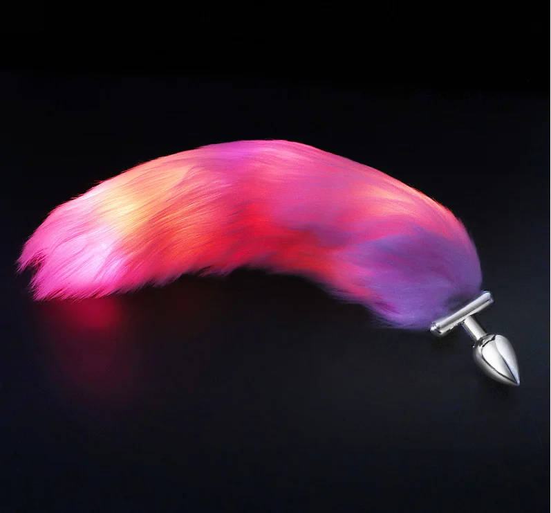 Электрическая светящаяся в темноте игрушка NEZEND для мужчин и женщин, анальная пробка из нержавеющей стали с медным и розовым аккумулятором, для собак, кроликов, лисий хвост