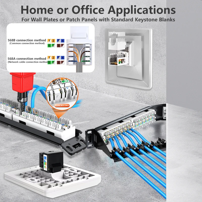 Keystone Jack Rj45 Cat6 Coupler Ethernet Wall Jack Cat6 Network Coupler with Punch Down Stand