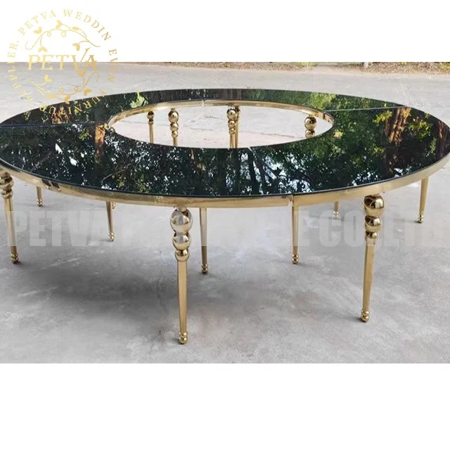 Hotel banquet hall dining tables stainless steel big round wedding table for 20 seaters