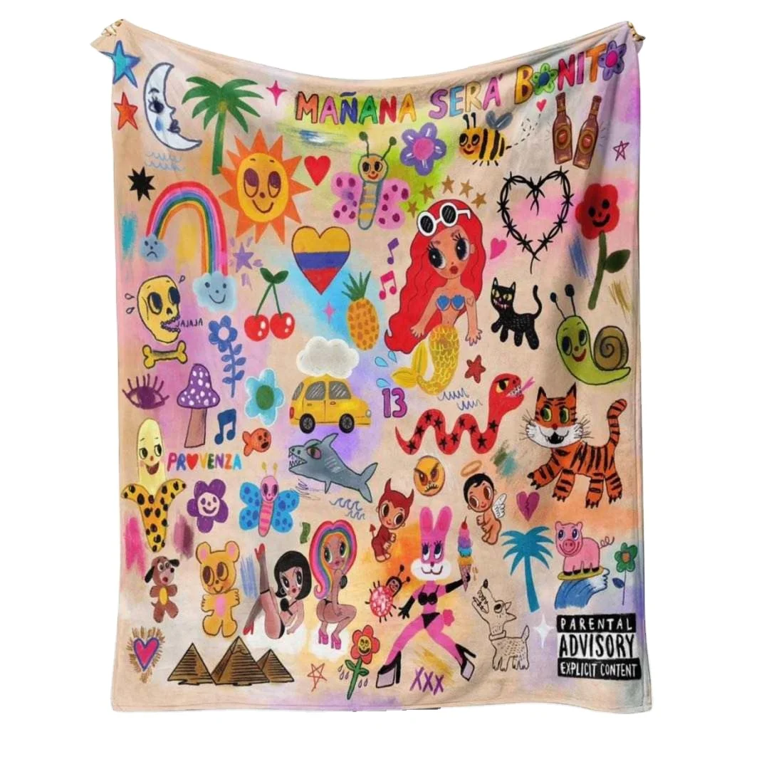 Hot Karol G Manana Sera Bonito Custom Sublimation fleece travel throw blanket custom Printed blankets