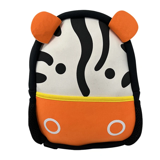 Wholesale Neoprene Schoolbag Custom Animation Cute Kidscartoon Backpack children bag for toddler zebra