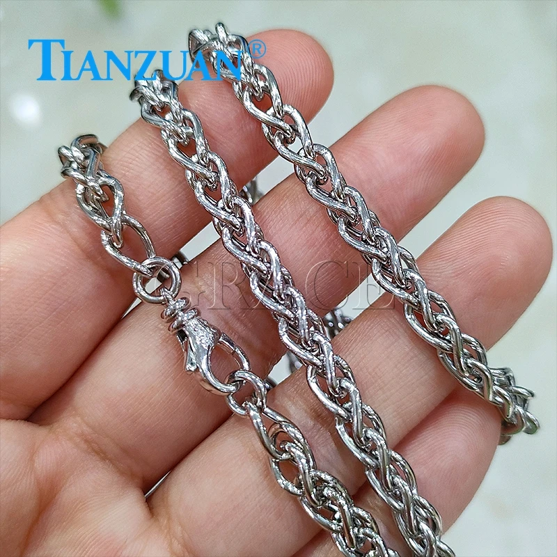 Necklace simple 5mm width Flower basket chain keel chain weave 925 Silver Sterling  Trendy men women Hip Hop Link Chain jewelry