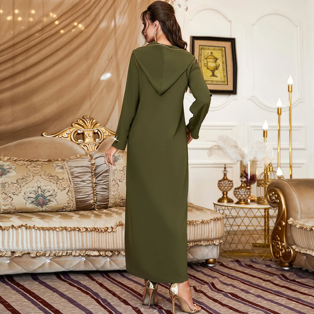 High quality hooded Arabic Moroccan kaftan ethnic clothes Islamic dress