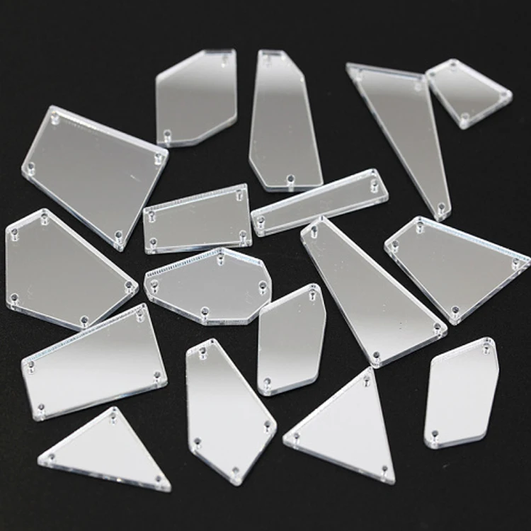 Mixed Shape Flat Back Acrylic Mirror Stones Sew On Mirror Stone