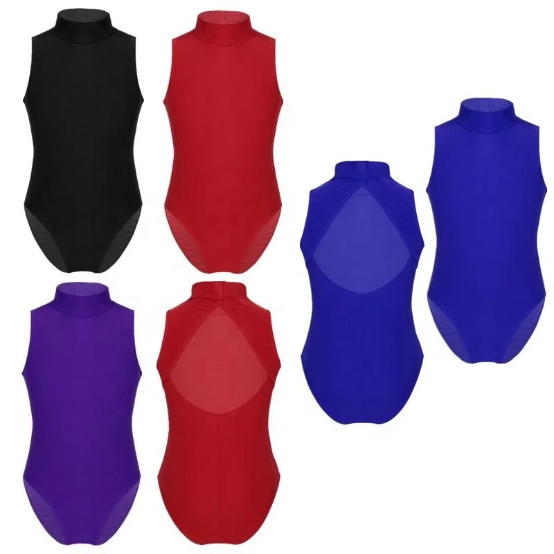 High Quality Kids Girls Backless Unitard Ballet Gymnastics Athletic Bodysuit Sleeveless Dance Leotard