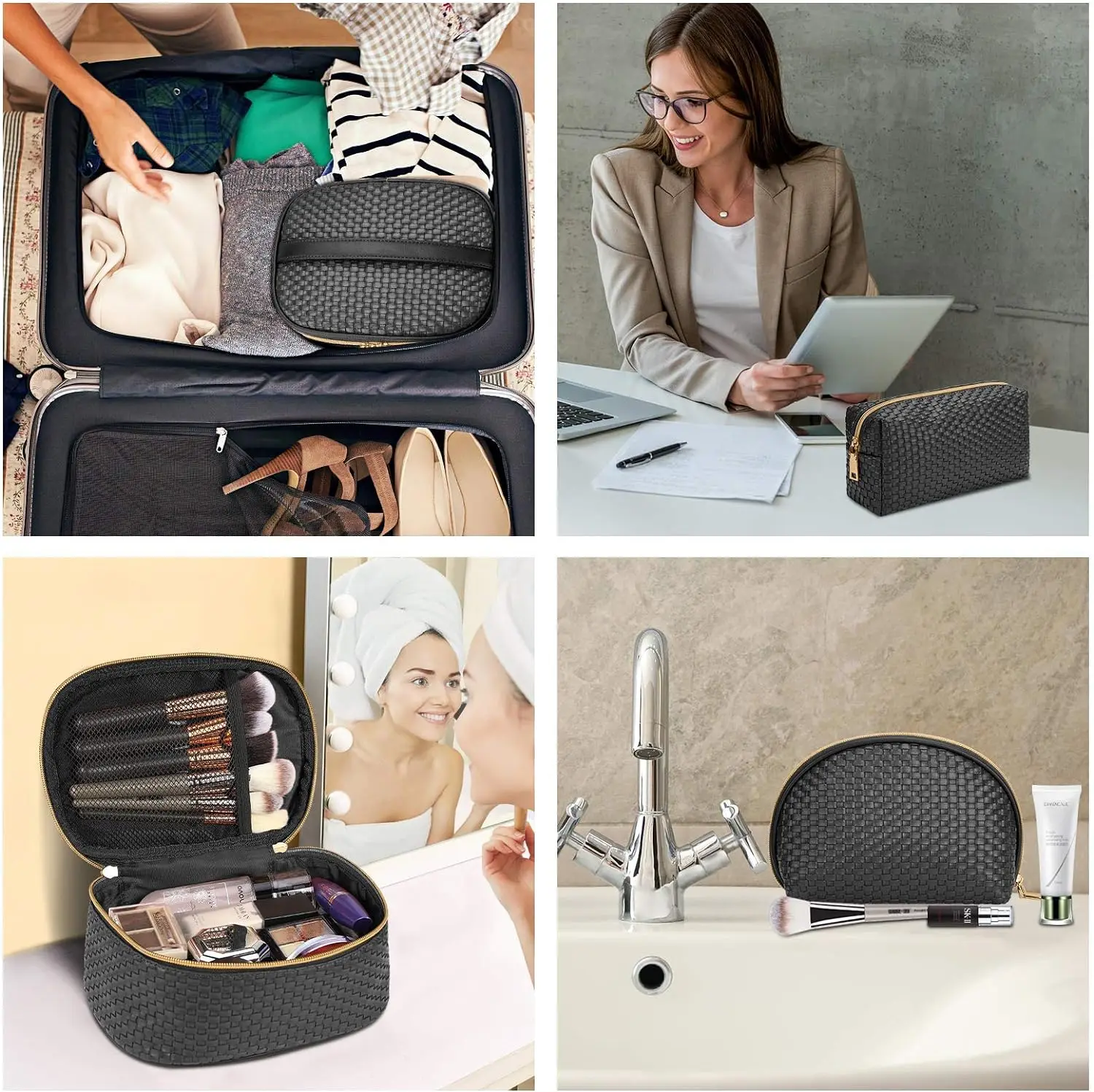 3 Pcs Waterproof Cosmetic Bag Set Portable Travel Cosmetic Bag Multifunction Organizer Storage Bag