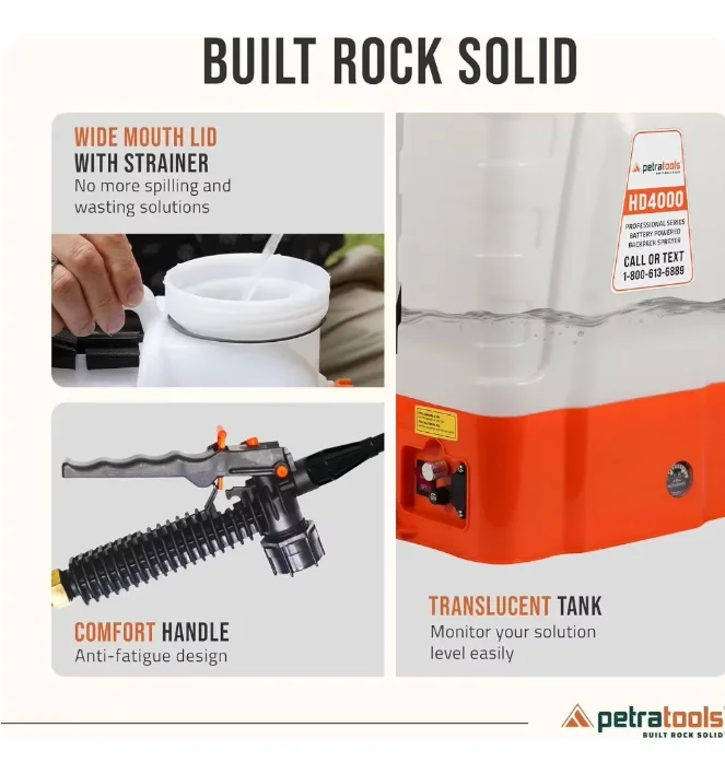 4-галлонный распылитель для рюкзака с батарейным питанием распылительным шлангом высокого давления спусковой замок насос удобного использования на открытом воздухе