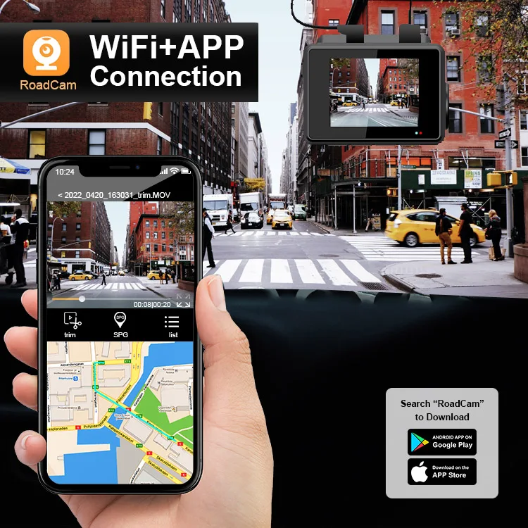 2.0-Inch 4K WiFi GPS Dashcam with Dual Sony Lenses Front & inside Video Recorder Camera Double Camera Dashcam 4K Car Black Box