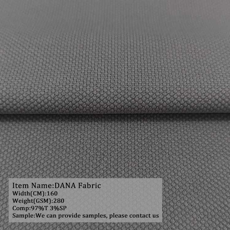 High quality 97 polyester 3 spandex plain DANA fabric for clothing fabrics