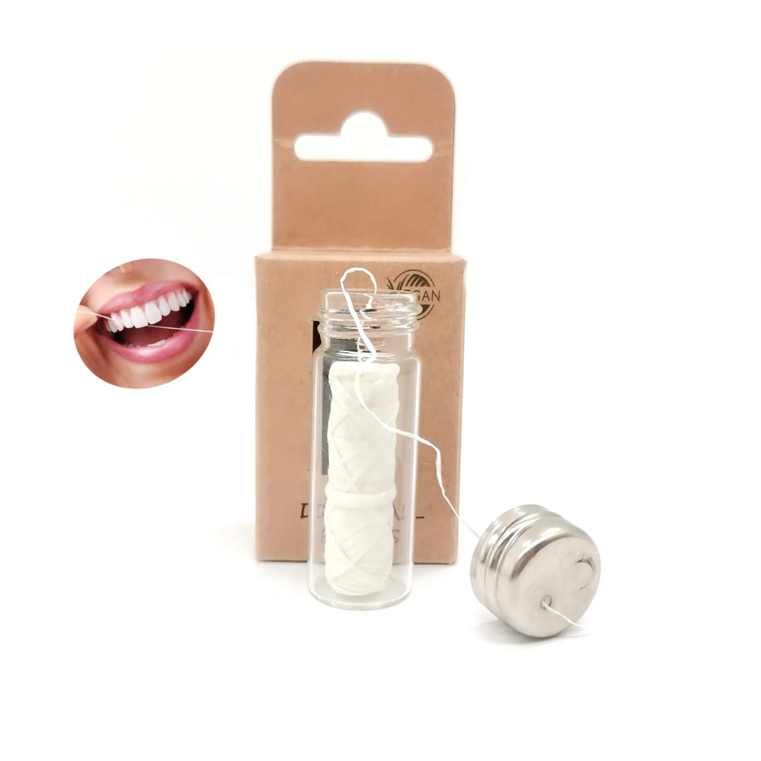 100% Biodegradable Plastic Free Pla Corn Dental Floss In Refillable Glass Bottle
